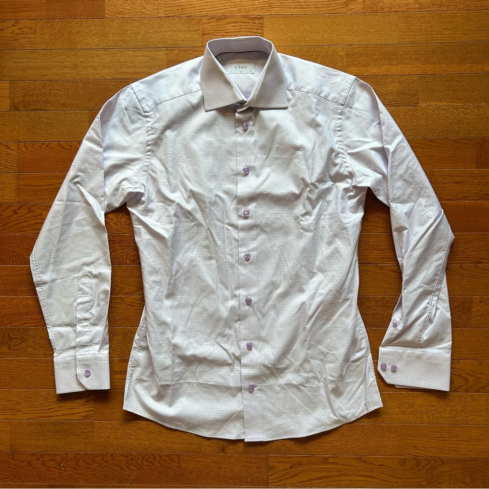 Eton Dress Shirt Slim Fit Purple Checkered